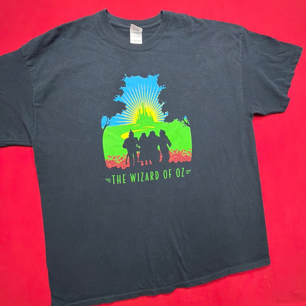 VTG Y2K STYLE‎ Wizard of Oz T-Shirt Mens 2XL Black Emerald City Graphic Gildan T